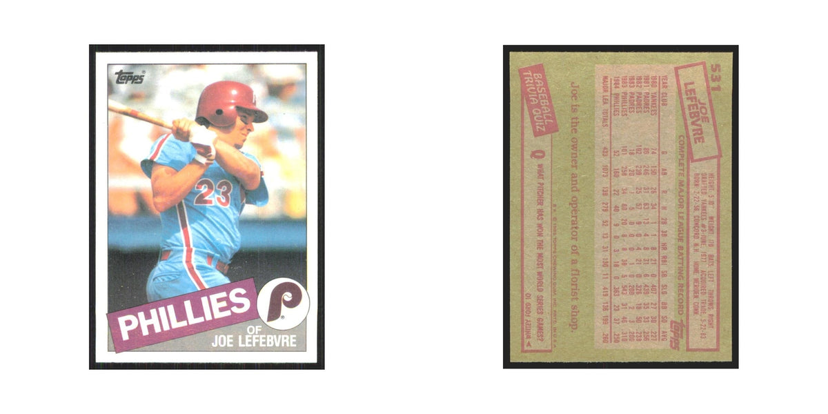1985 Topps Joe Lefebvre Phillies #531