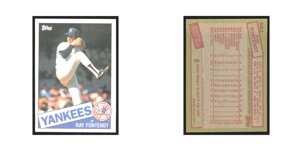 1985 Topps Ray Fontenot Yankees #507