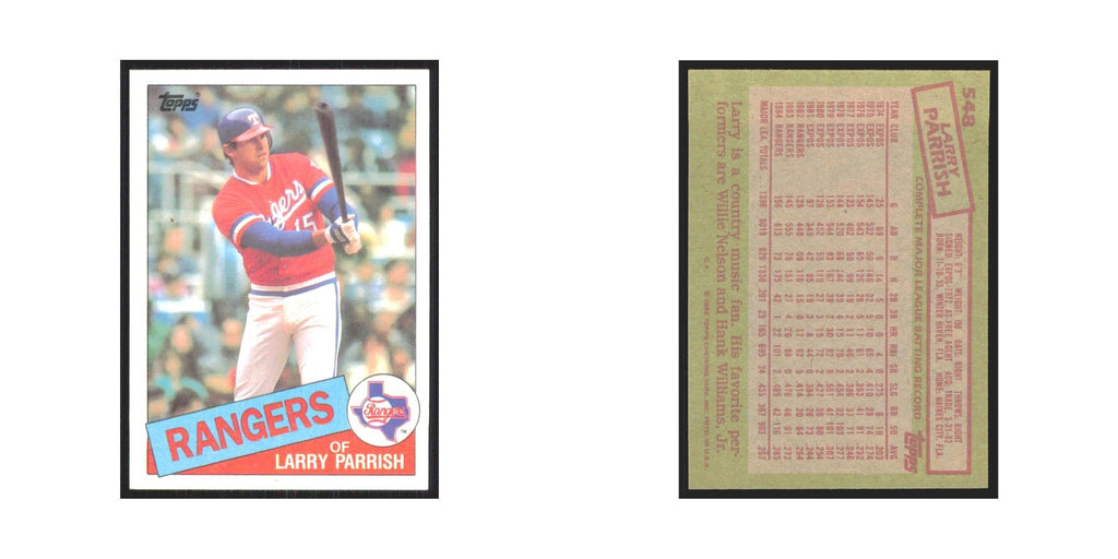 1985 Topps Larry Parrish Rangers #548