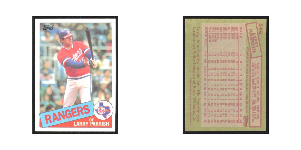 1985 Topps Larry Parrish Rangers #548