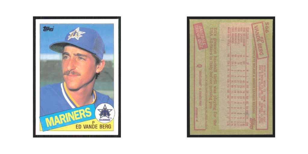 1985 Topps Ed Vande Berg Mariners #566
