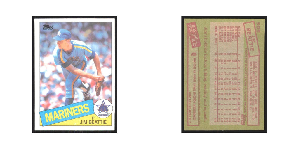 1985 Topps Jim Beattie Mariners #505