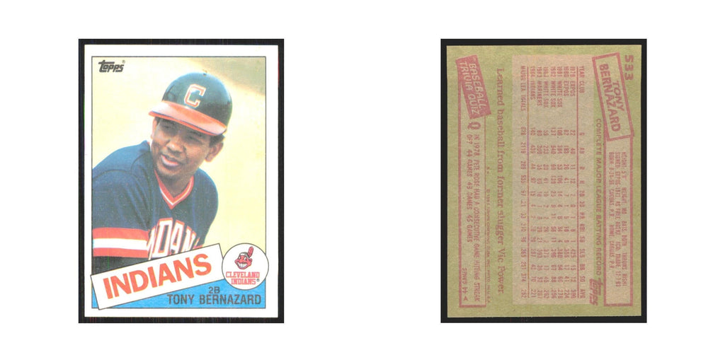 1985 Topps Tony Bernazard Indians #533