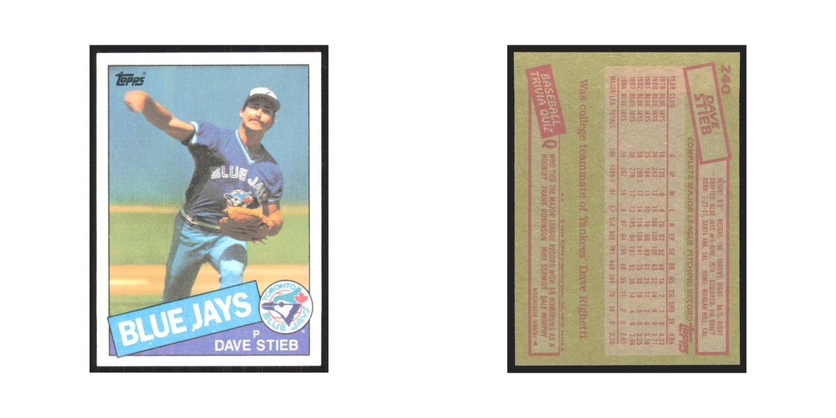 1985 Topps Dave Stieb Blue Jays #240