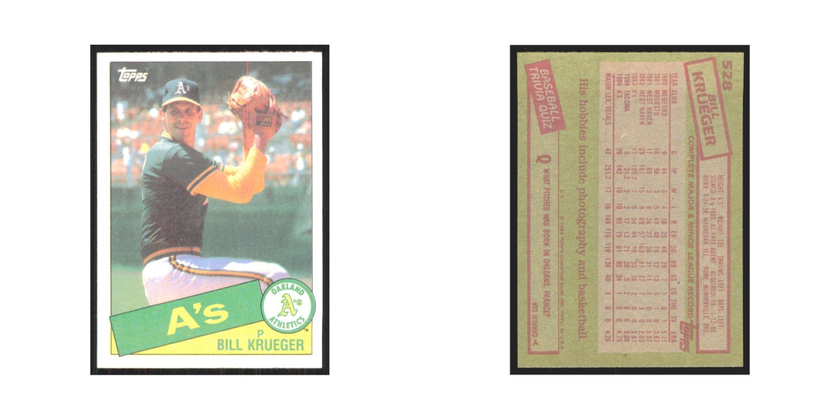 1985 Topps Bill Krueger Athletics #528