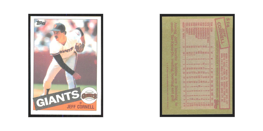 1985 Topps Jeff Cornell Giants #514