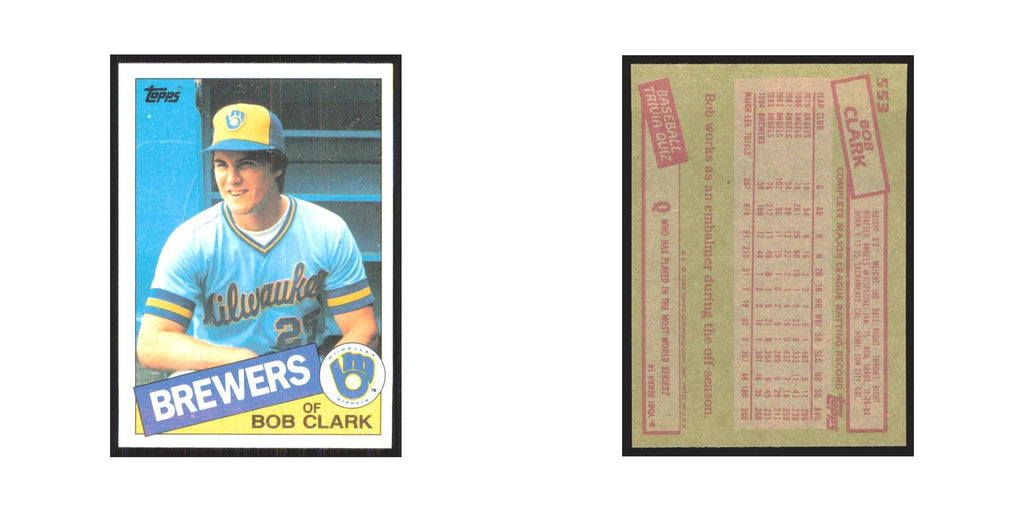 1985 Topps Bobby Clark Brewers #553