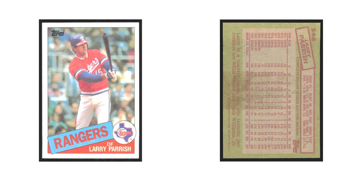 1985 Topps Larry Parrish Rangers #548