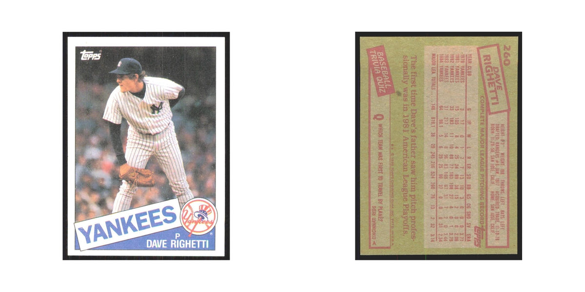 1985 Topps Dave Righetti Yankees #260