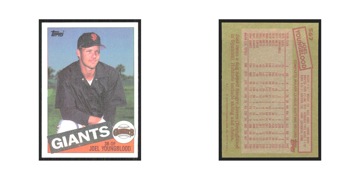 1985 Topps Joel Youngblood Giants #567