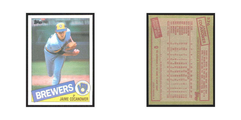1985 Topps Jaime Cocanower Brewers #576