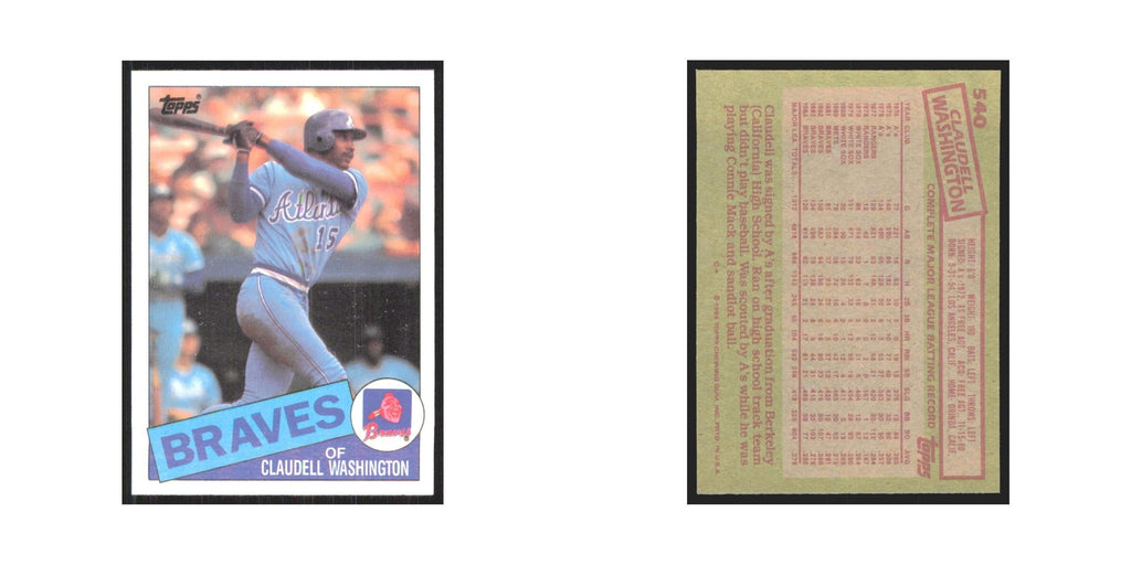 1985 Topps Claudell Washington Braves #540