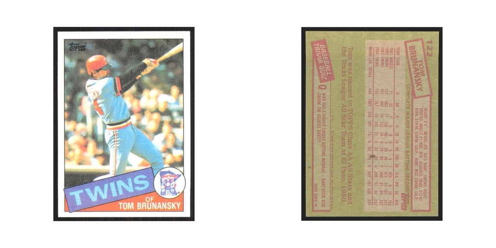 1985 Topps Tom Brunansky Twins #122