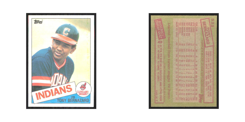 1985 Topps Tony Bernazard Indians #533