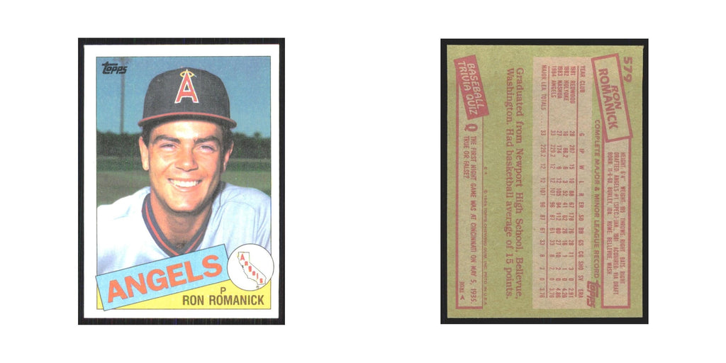 1985 Topps Ron Romanick Angels #579