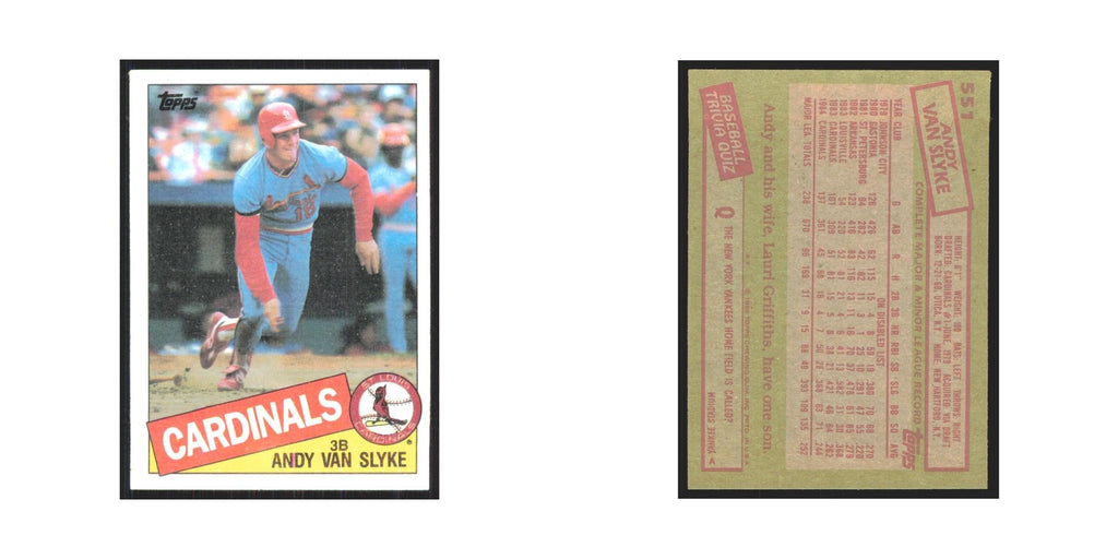 1985 Topps Andy Van Slyke Cardinals #551