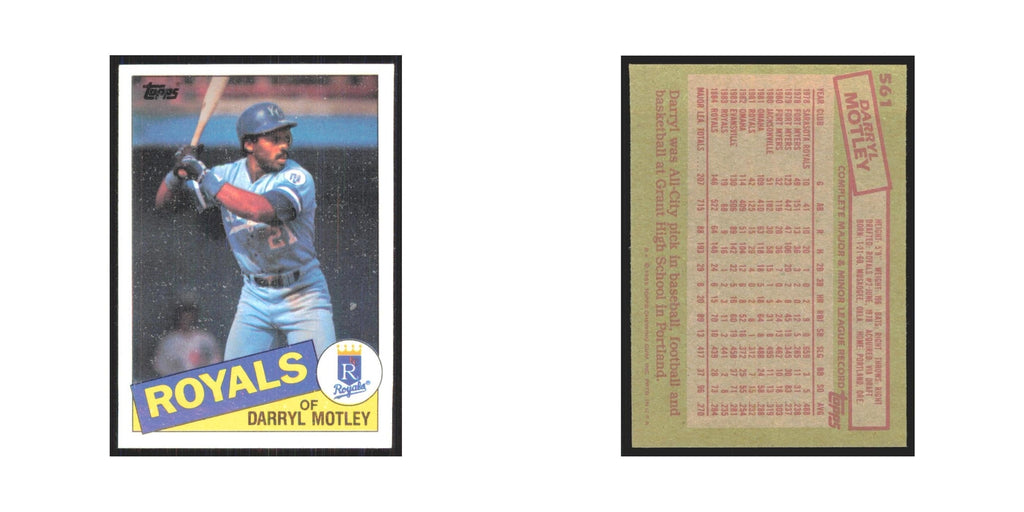 1985 Topps Darryl Motley Royals #561