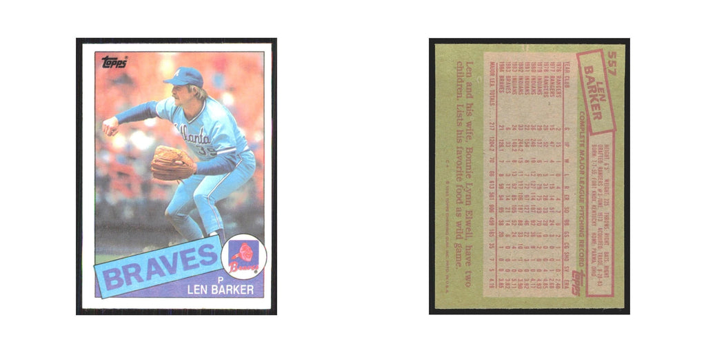 1985 Topps Len Barker Braves #557
