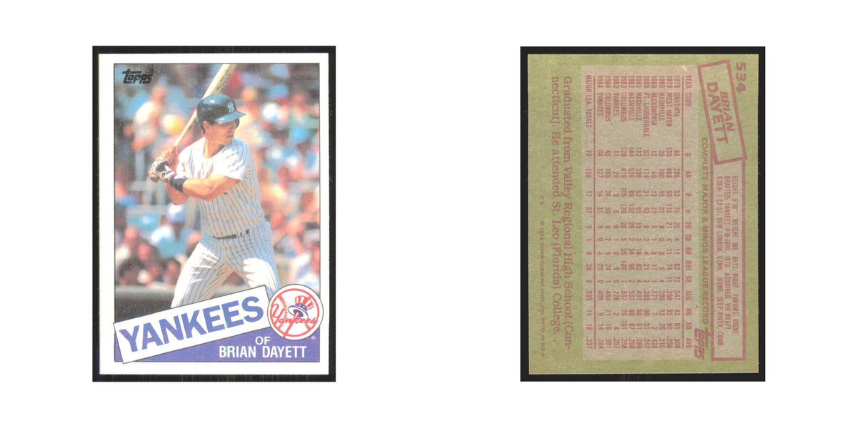 1985 Topps Brian Dayett Yankees #534