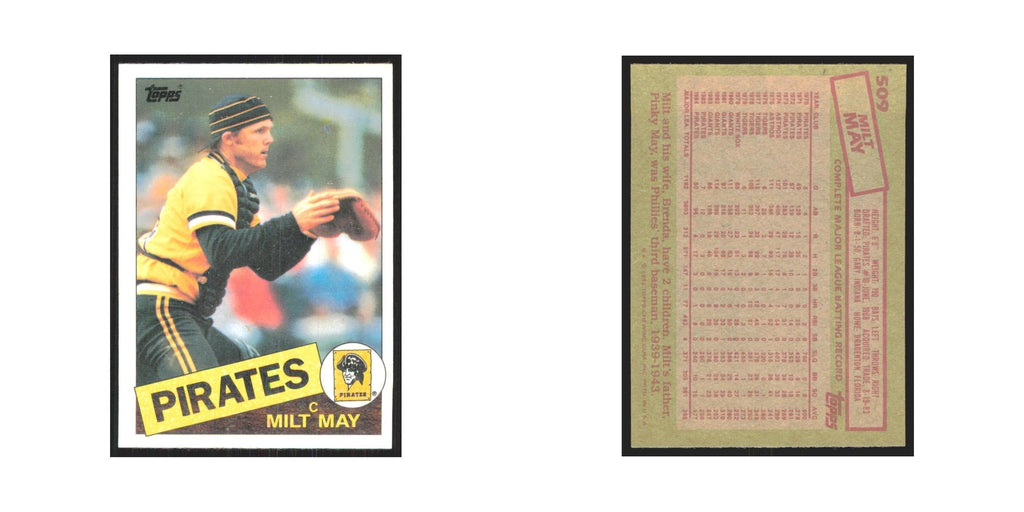 1985 Topps Milt May Pirates #509