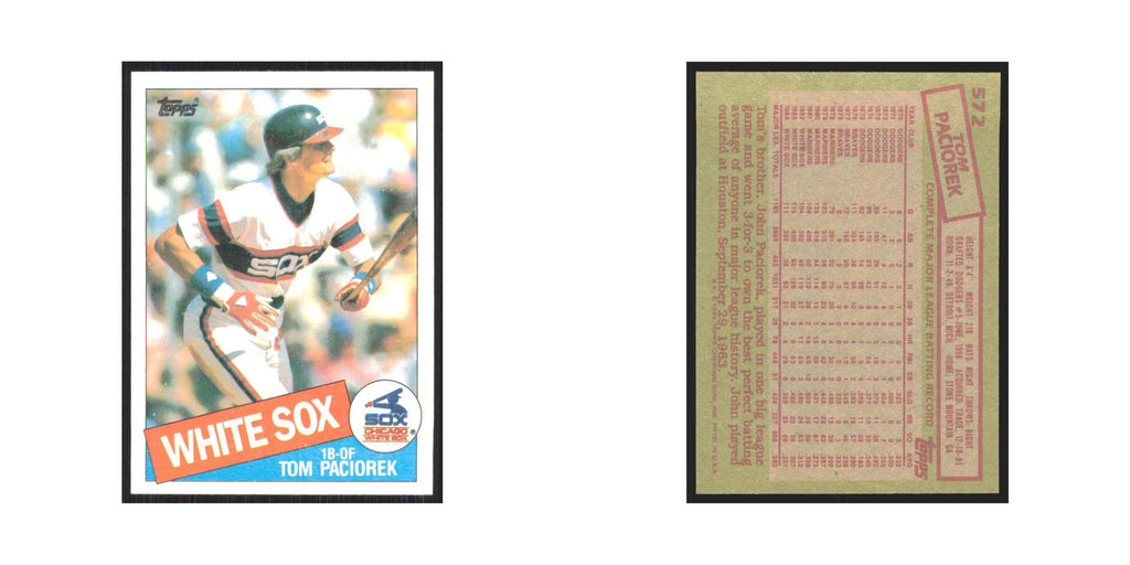 1985 Topps Tom Paciorek White Sox #572