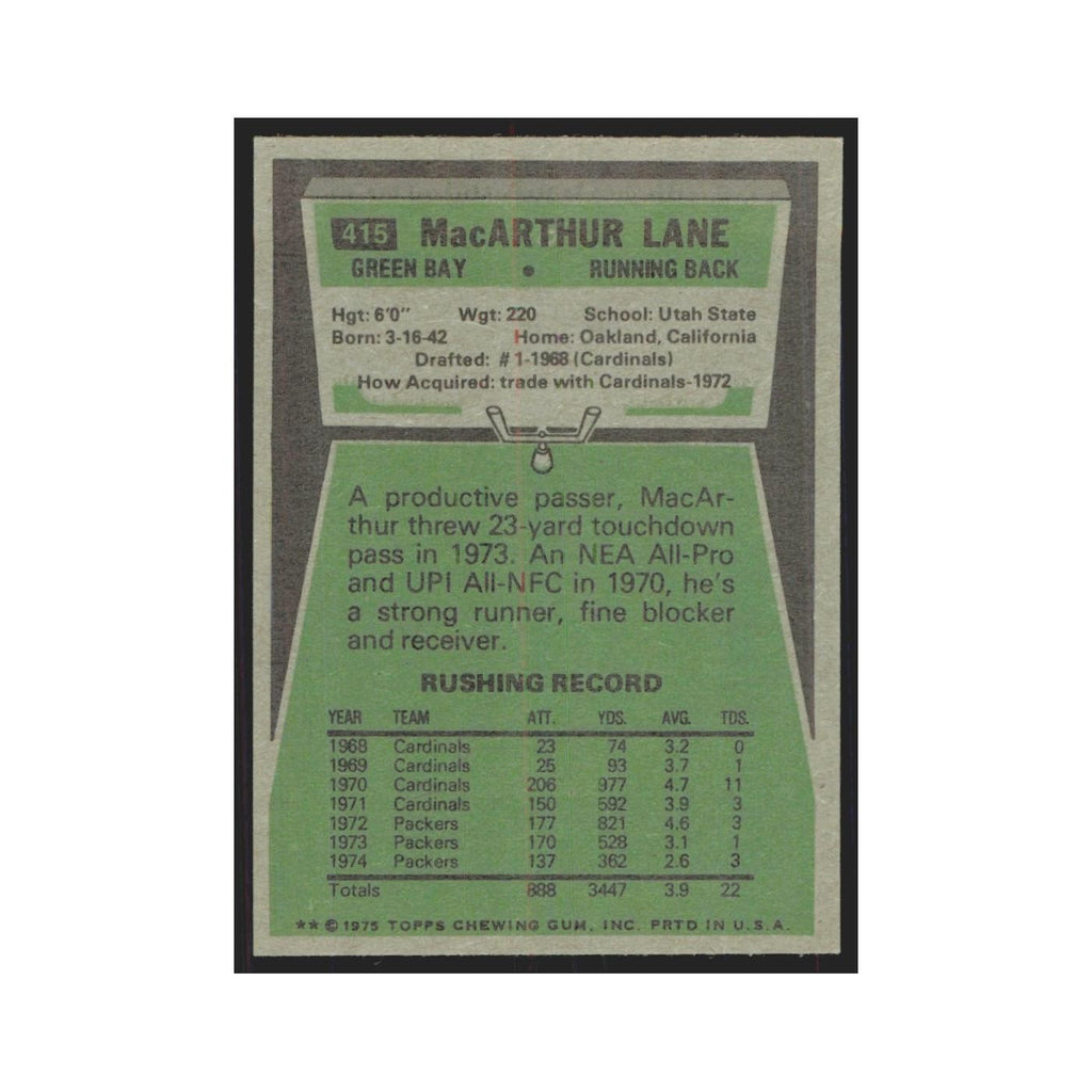 1975 Topps Macarthur Lane Packers #415.0
