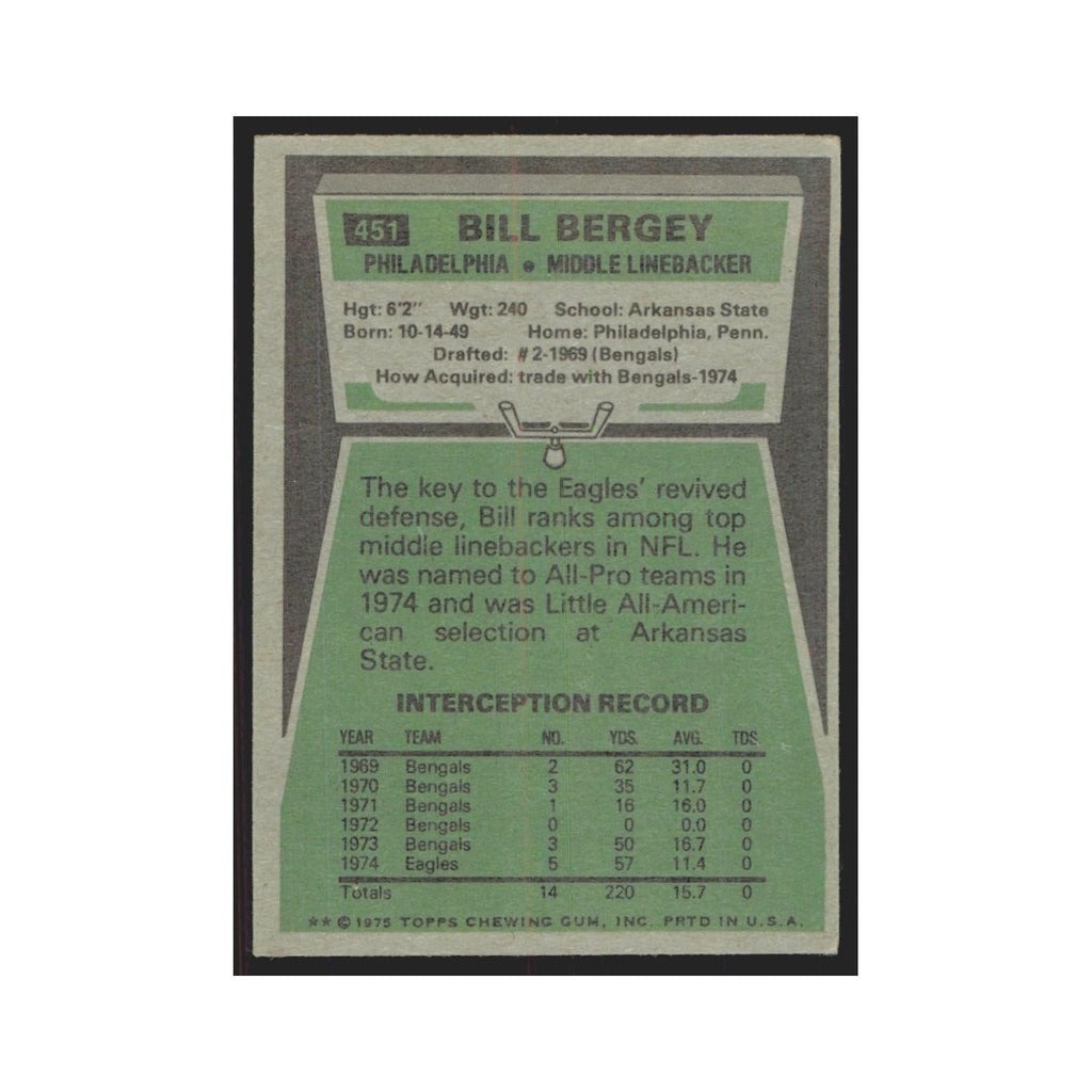 1975 Topps Bill Bergey Eagles #451.0