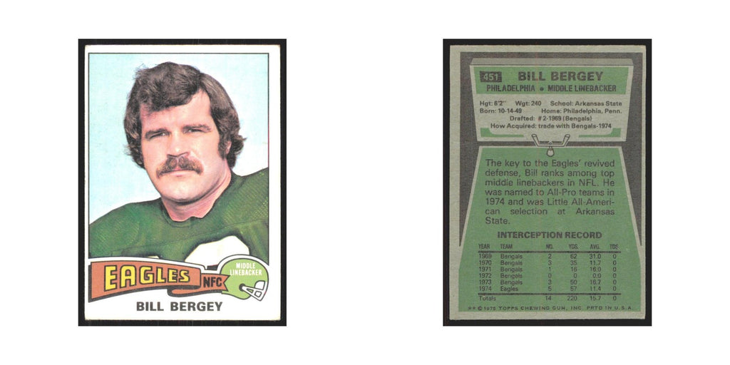 1975 Topps Bill Bergey Eagles #451.0
