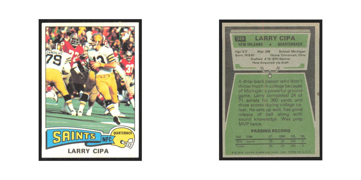 1975 Topps Larry Cipa Saints #348.0