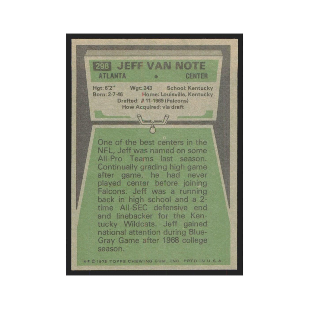 1975 Topps Jeff Van Note Falcons #298.0