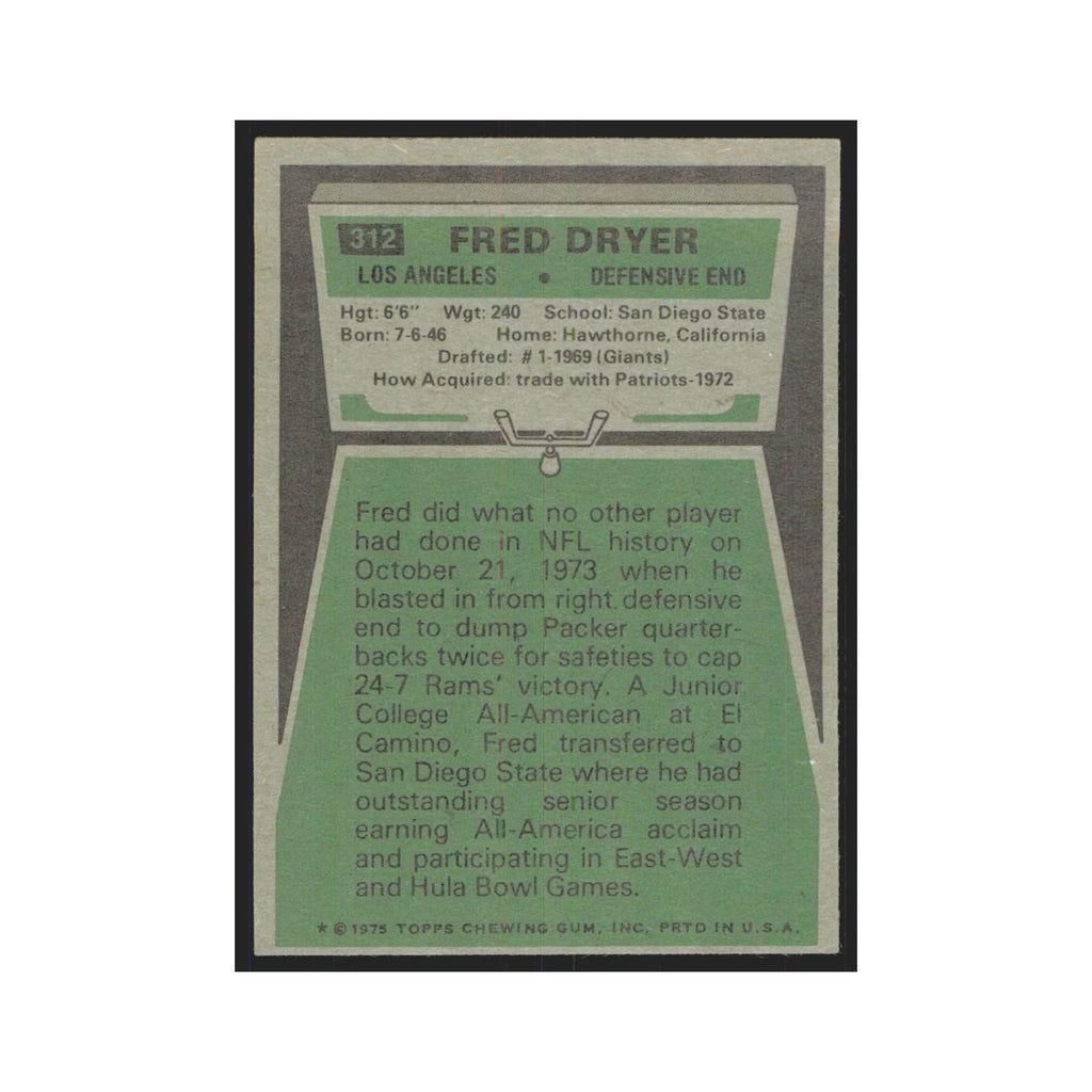 1975 Topps Fred Dryer Rams #312.0