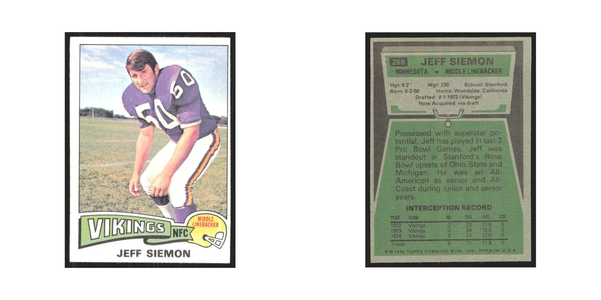 1975 Topps Jeff Siemon Vikings #268.0
