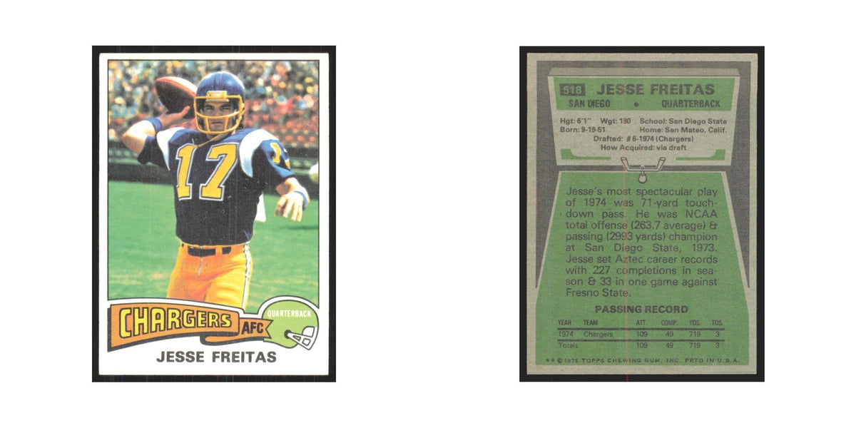 1975 Topps Jesse Freitas San Diego Chargers #518.0