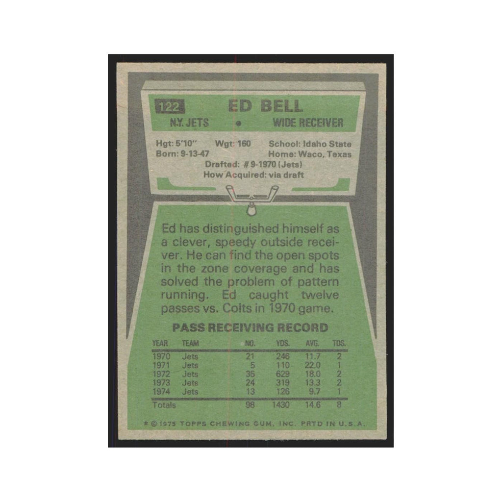 1975 Topps Ed Bell Jets #122.0