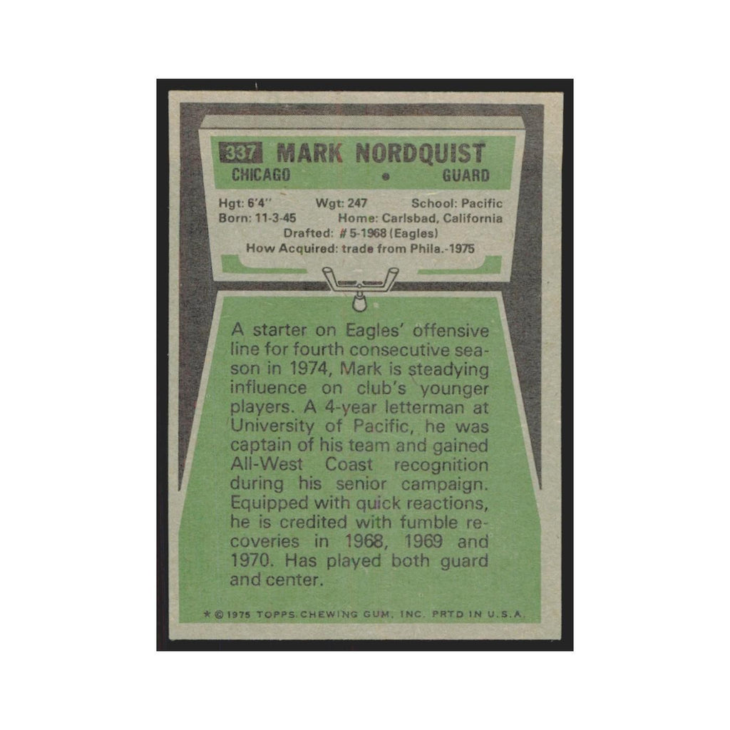 1975 Topps Mark Nordquist Bears #337.0