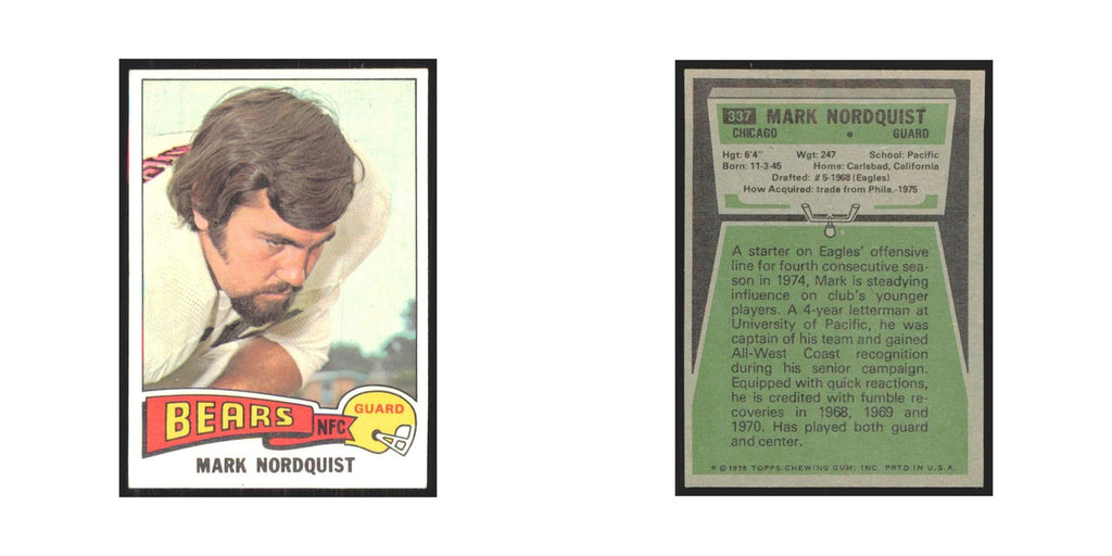 1975 Topps Mark Nordquist Bears #337.0