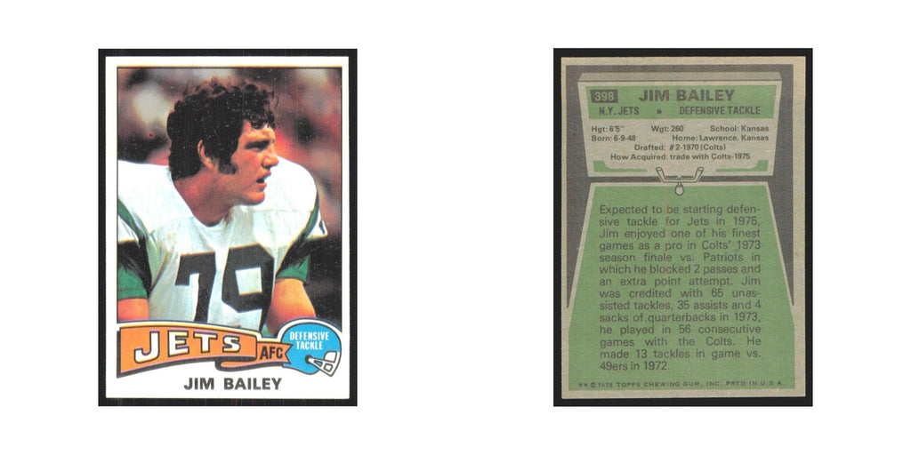 1975 Topps Jim Bailey Jets #398.0
