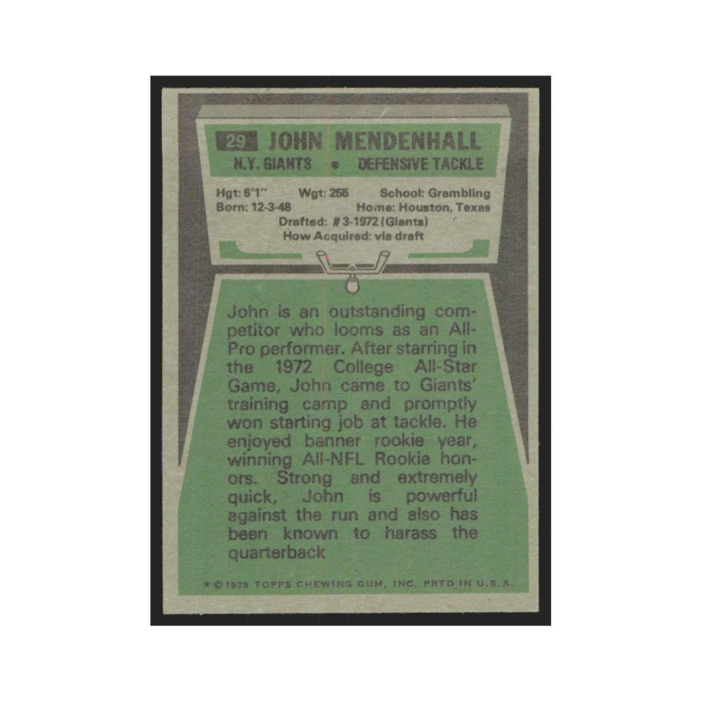 1975 Topps John Mendenhall Giants #29.0