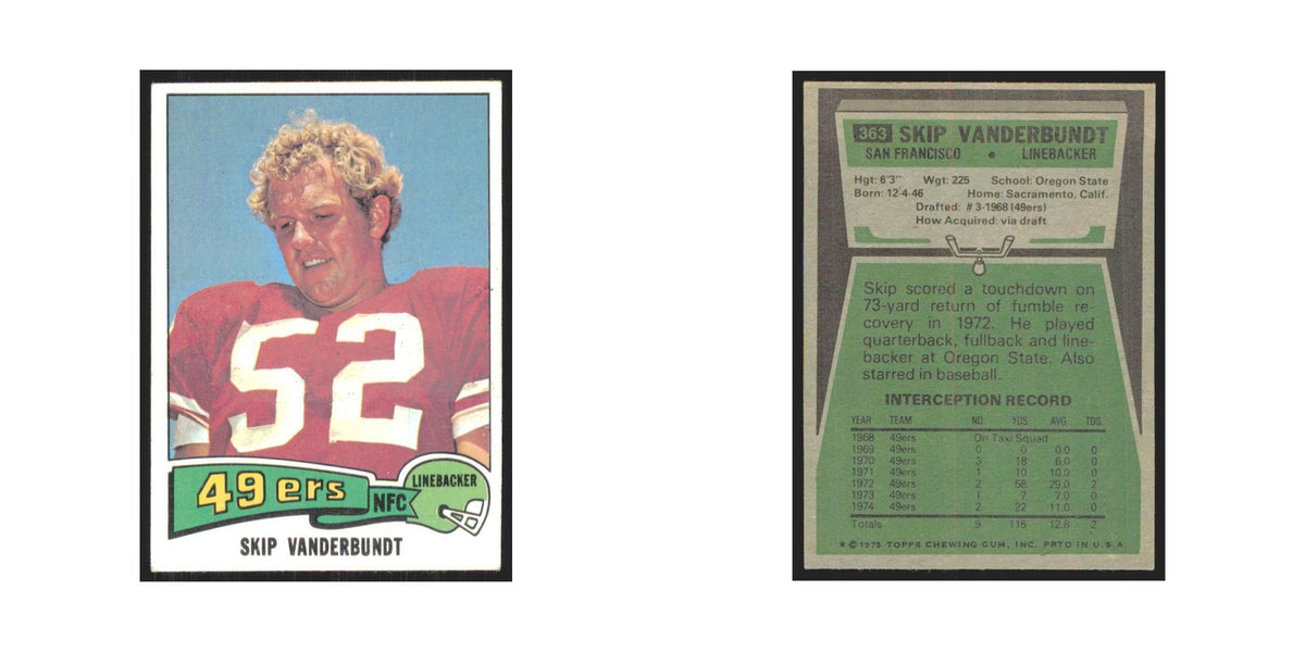 1975 Topps Skip Vanderbundt 49ers #363.0