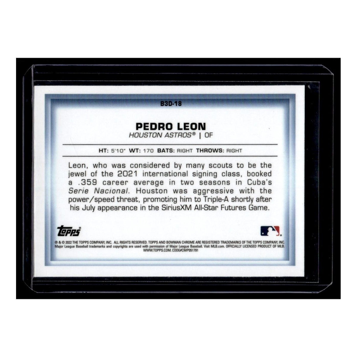 Pedro Leon 2022 Bowman Chrome  in 3-D #B3D-18 Houston Astros Baseball Card NM