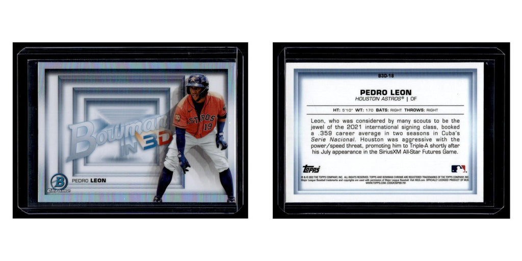 Pedro Leon 2022 Bowman Chrome  in 3-D #B3D-18 Houston Astros Baseball Card NM