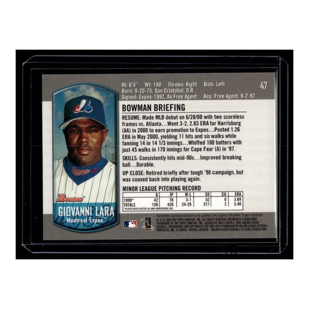 Giovanni Lara Rookie 2000 Bowman #47 Montreal Expos Baseball Card NM
