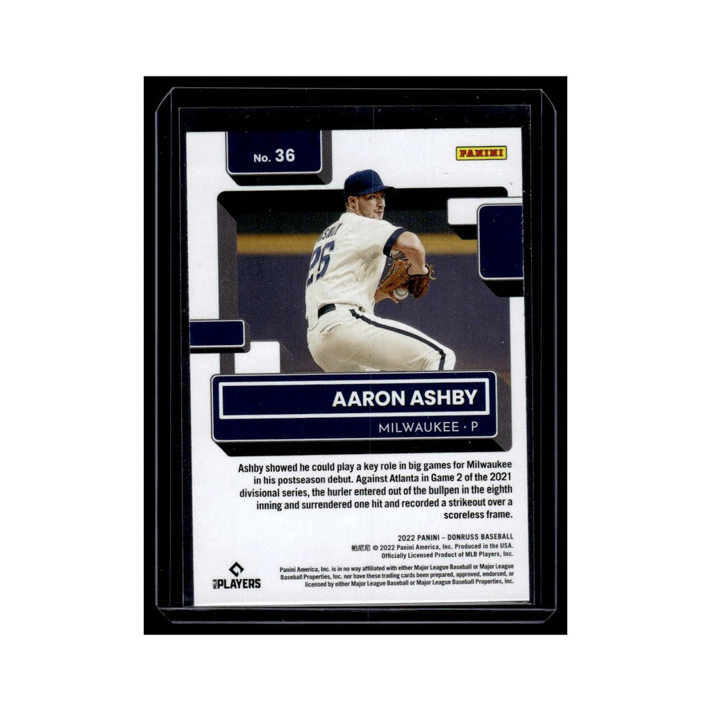 Aaron Ashby Rookie 2022 Donruss Rated Rookie #36 Milwaukee Brewers NM