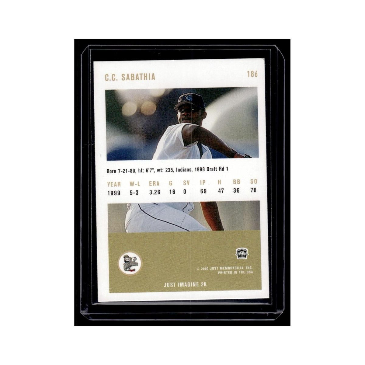 CC Sabathia 2000 Just #186 Mahoning Valley Scrappers Baseball Card NM