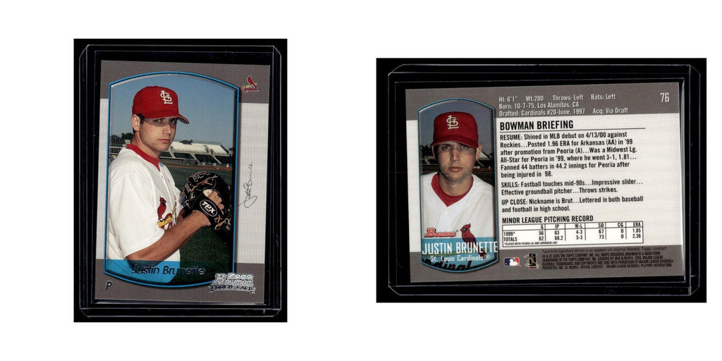 Justin Brunette Rookie 2000 Bowman #76 St. Louis Cardinals Baseball Card NM
