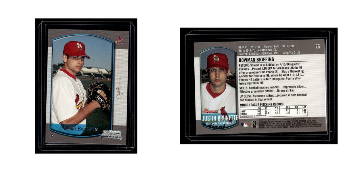 Justin Brunette Rookie 2000 Bowman #76 St. Louis Cardinals Baseball Card NM