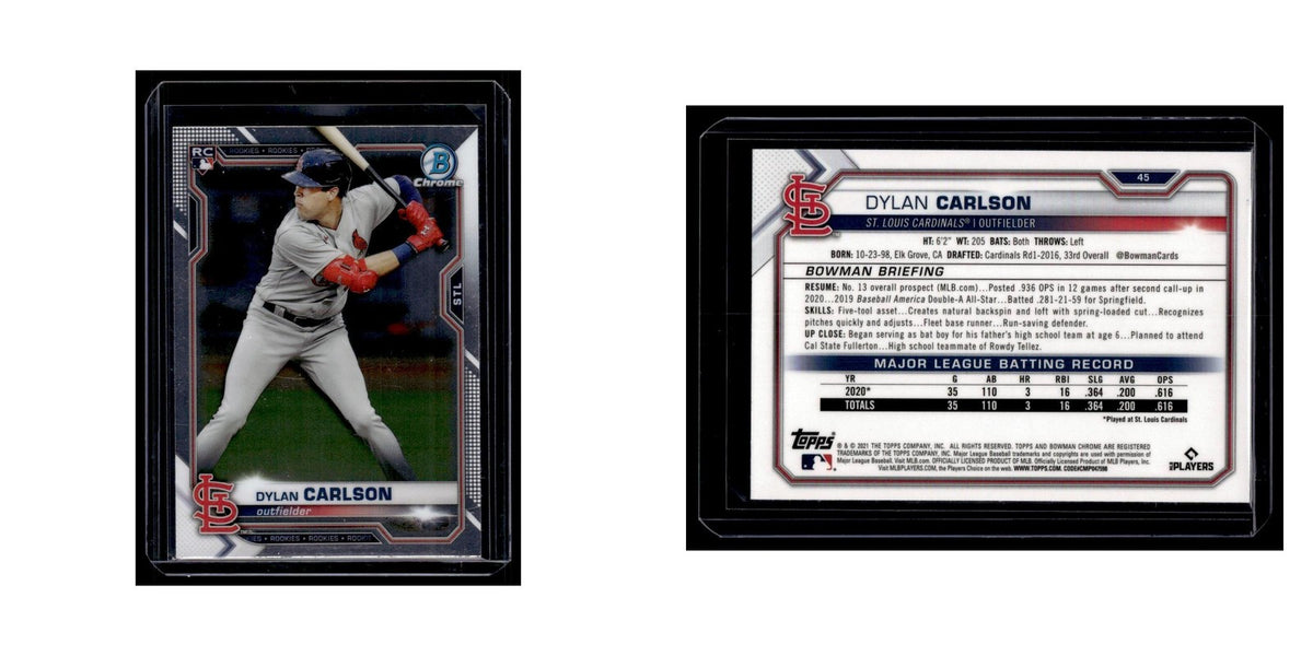 Dylan Carlson Rookie 2021 Bowman Chrome #45 St. Louis Cardinals Baseball Card NM