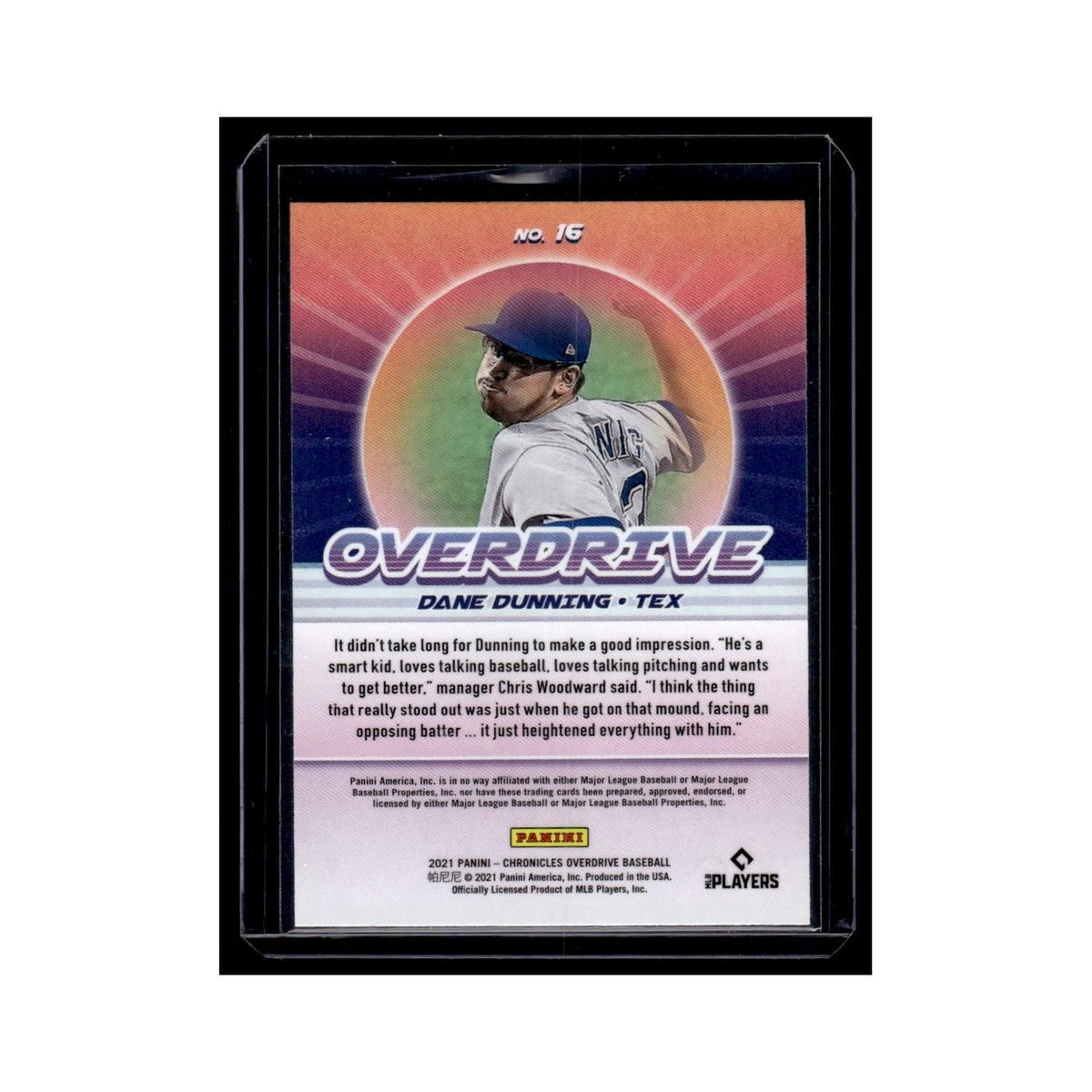 Dane Dunning 2021 Panini Chronicles Overdrive #16 Texas Rangers Baseball Card NM