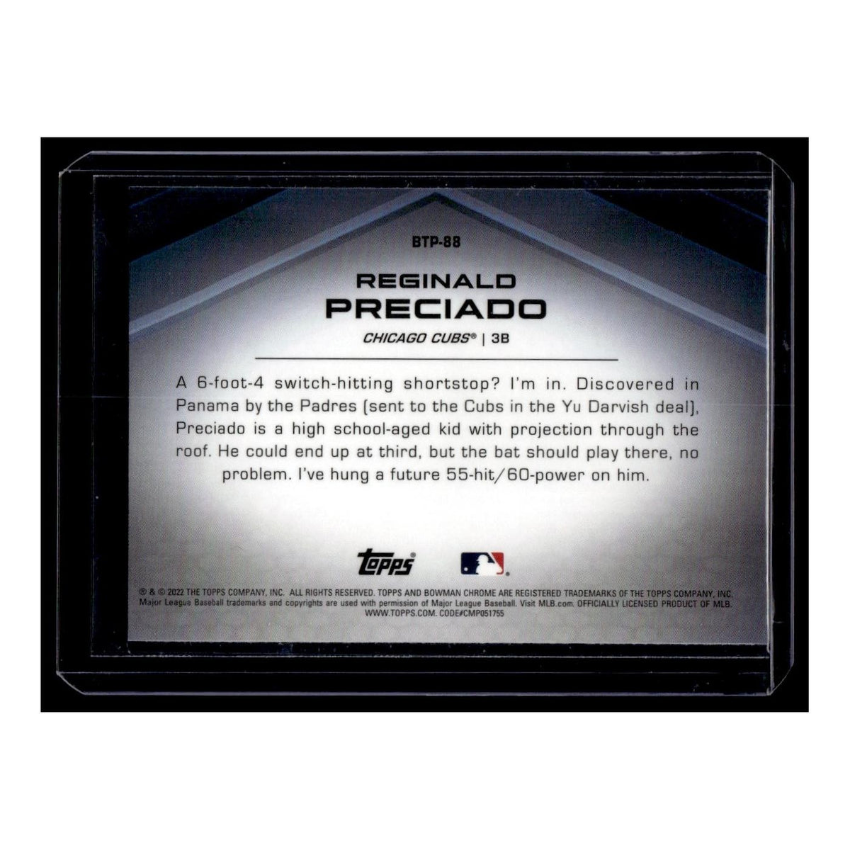 Reginald Preciado 2022 Bowman Chrome Top 100 #BTP-88 Chicago Cubs NM