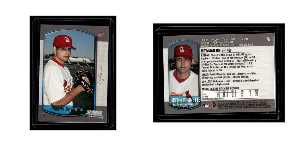 Justin Brunette Rookie 2000 Bowman #76 St. Louis Cardinals Baseball Card NM